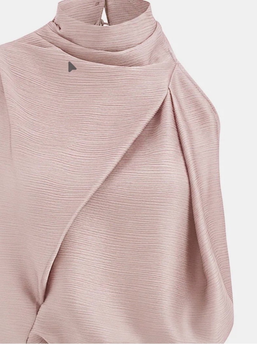 Commense Textured Mock Neck Draped Blouse in Pale Pink